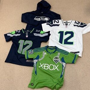 Authentic Seahawks and Sounders Jersey Bundle - Boys Small Size and 8T